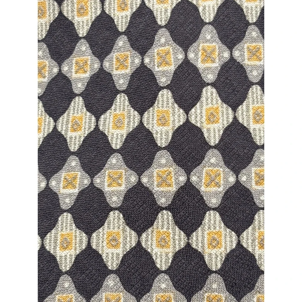 GUESS American Classics Men's 100% Imported Silk Geometric Necktie Black Gold